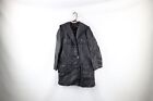 Vtg 60s Streetwear Womens Large Distressed Cape Neck Leather Trench Coat Jacket