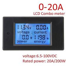 DC Battery 6.5-100V 20A LCD Voltage Current KWh Watt Power Digital Combo Meter
