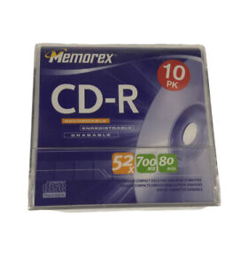 New ListingNew 10-Pack Memorex CD-R  52X 700MB 80-Minutes Recordable Discs