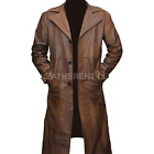 Mens Long Trench Coat Bruce Wayne Cosplay Real Lambskin Leather Long Coat