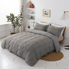 Duvet Cover 3Pcs 100% Polyester Set Ultra Soft Duvet Bedding Sets Gray King Size