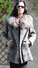 Fur Jacket Persian Silver Fox Trim Vintage Fur Lambskin Coat Snow Grey