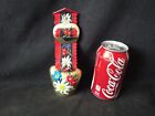 Vintage Swiss Style Cow Bell Hand Painted Flowers And Tapestry Hanger
