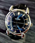Rare Roamer Brevete Swiss Mens Mechanical Watch Blue Burst Serviced Runs Perfect