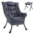 Modern Soft Accent Chair with Ottoman Living Room Armchair High Back Lazy Sofa
