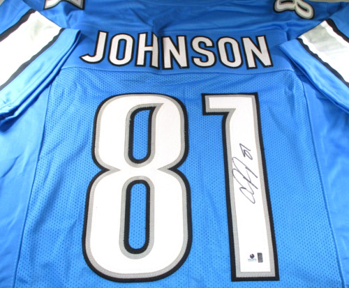 New ListingCalvin Johnson / Autographed Detroit Lions Blue Custom Football Jersey / COA