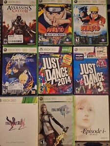 New Listing8 XBOX 360 Games Lot Bundle - FF XIII/XIII-2, Tales, AC2, Just Dance, Naruto,etc