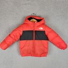 The North Face 3T Toddler 550 Red/black Sherpa Lined Puffer Hooded Jacket Flaw