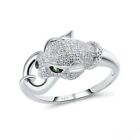 2.00Ct Round Cut Moissanite Women's Panther Ring 14K White Gold Plated Silver
