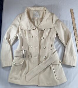 Guess Ivory Trench Coat Wool XS