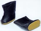 Vintage Original 1960's Tiny Betsy McCall Black Satin Boots with Fuzzy Soles EUC