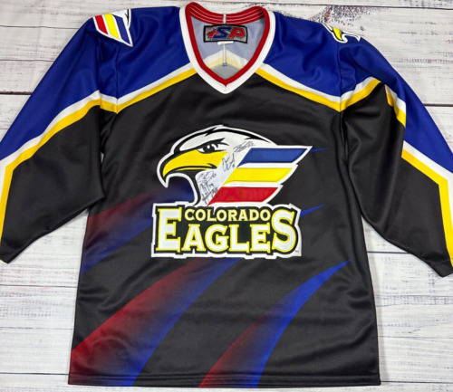 Colorado Eagles Minor League Hockey Team Signed Jersey Mens Small Black Pullover