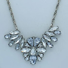 Ann Taylor Silver Tone Crystal Necklace 3-541
