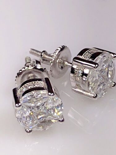 MENS-HOT-ICE-OUT-AAA-LAB-Cubic Zirconia-14K-GOLDFINISH-STUD-HIP-HOP-EARRING-8MM