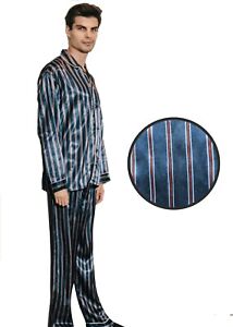 Mens Silk Satin Striped Pajama Set - PJ