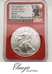 2021 American Silver Eagle Heraldic Eagle T-1 NGC FDOI MS70 American Eagle Label
