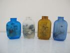 CHINESE Reverse Painted Figural & Nature Glass SNUFF Bottle Jar Set Lot of 4
