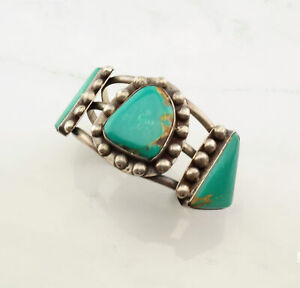Bracelet Native American Old Pawn Silver Cuff Kings Manassa Turquoise