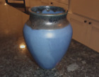 STUDIO ART POTTERY - BLUE AND BLACK Stoneware Vase - Signed - 5.5” Tall