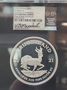 2021 2 OZ PROOF SILVER KRUGERRAND NGC PF70 FIRST DAY PRODUCTION. Rm278