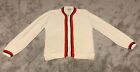 Vintage Edgeworth M/L Men's Preppy Zipper White w/ Red, Black Cardigan Sweater