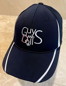 RARE S/M Flexfit Guys and Dolls Hat Broadway Embroidered Black White Blue Pink