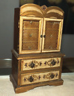 Vintage Music Box Wooden Cabinet Jewelry Box With Doors And Drawers