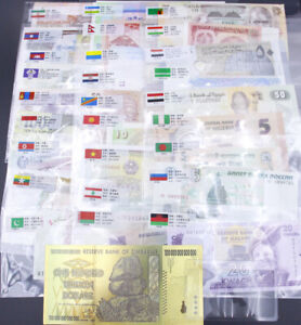 52 Pcs Different World Banknotes Paper Money Foreign UNC Study Collection Gift
