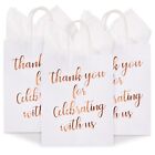 15x Thank You Kraft Paper Gift Bags with Handles Tissue Rose Gold Foil Lettering