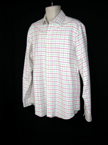 Polo Ralph Lauren LS  Pink/Green Checked Dress Shirt  Custom Slim Fit Sz XL 17.5