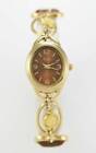 Relic By Fossil Gold Ladies Easy Read Wooden Pearl Charm Quartz Battery Watch