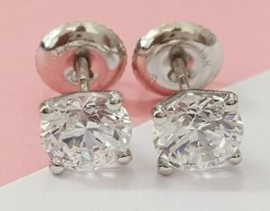 $10000 2.15 Ct Diamond Stud Earrings Natural Round Real 14k White Gold Martini