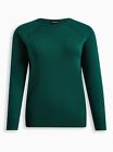 Torrid Everyday Soft Pullover Crew Sweater Green Plus Size 5 5X 28 #H14470