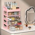 Spacious Pink Makeup Organizer with Drawers Elegant Countertop Storage Solution