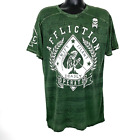 Affliction Shirt Mens XL Lava Wash Green Operator Ace of Spades Reaper Graphic