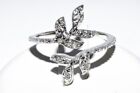 $500 .25CT NATURAL ROUND CUT WHITE DIAMOND LEAF SILVER BAND SIZE 7.5