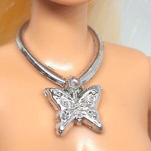 Barbie Size Delicate Silver Necklace Butterfly Pendant Only