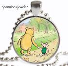 Winnie The Pooh Necklace Classic Piglet ART PRINT Silver Charm Best Friend Gift