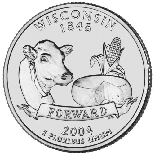 2004 D Wisconsin State Quarter.  Uncirculated From US Mint roll.