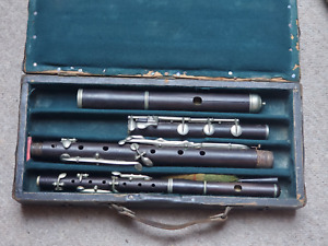 Very old, nice wooden flute & piccolo set  in 1 case 