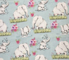 Elephant Quilting Fabric Flannel Newborn Baby Blue 100% Cotton 1.25 Yards 42