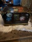 Anitique Early 20th Century Wood Elaborate Chest Hand Painted Floral Decor