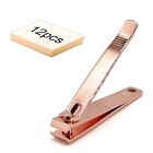 12 Piece Rose Gold Nail Clippers Finger Toenail Cutter Nail Trimmer Straight