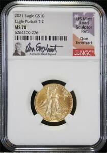 2021 $10 1/4 Ounce Type 2 American Gold Eagle NGC MS 70 Don Everhart Hand Signed