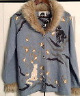 STORYBOOK KNITS HSN Cardigan Small Wild Animal Silhouettes Faux Fur Beaded NWT