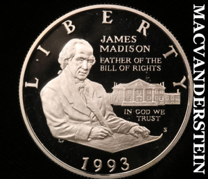 1993-S James Madison Commemorative Silver Half Dollar - Gem Proof Lustrous #V762
