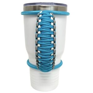 30/32/40oz Stretchable Paracord Tumbler Handle, Turquoise Gray, Fits Epoxy Cups