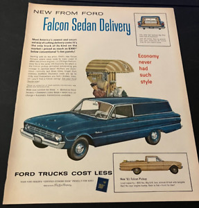 1961 Ford Falcon Sedan Delivery - Vintage Original Color Print Ad / Wall Art