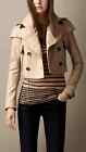 BURBERRY BRIT $695 Cropped Cotton Trench Coat Jacket Top in Natural Size US 8