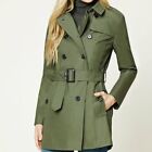 FOREVER 21 Women's Olive Green Military Button Front Mid Trench Coat size S NWT
